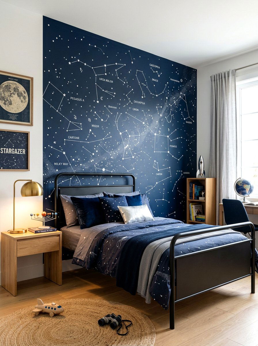 Constellation Star Chart Kids Mural - 30 mural kids bedroom ideas