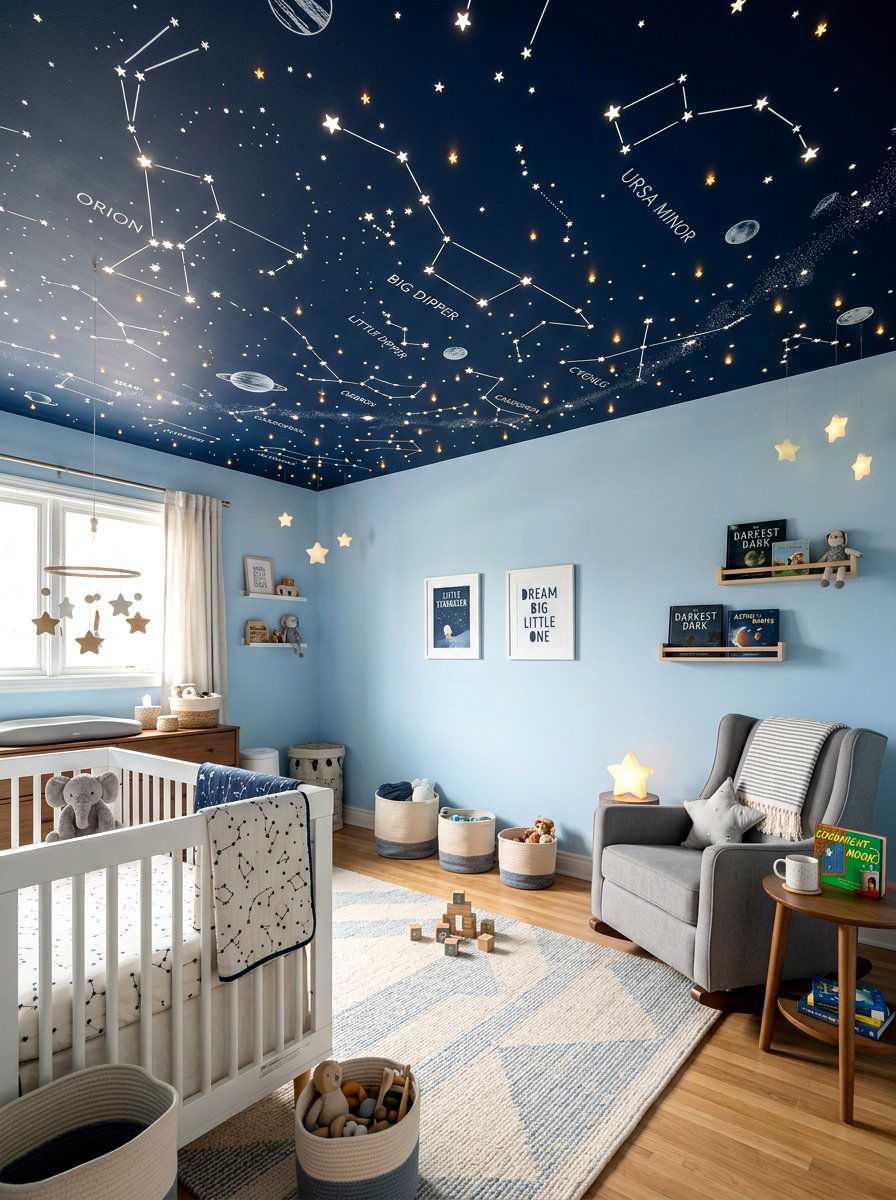 Constellation ceiling mural - 30 ceiling mural ideas