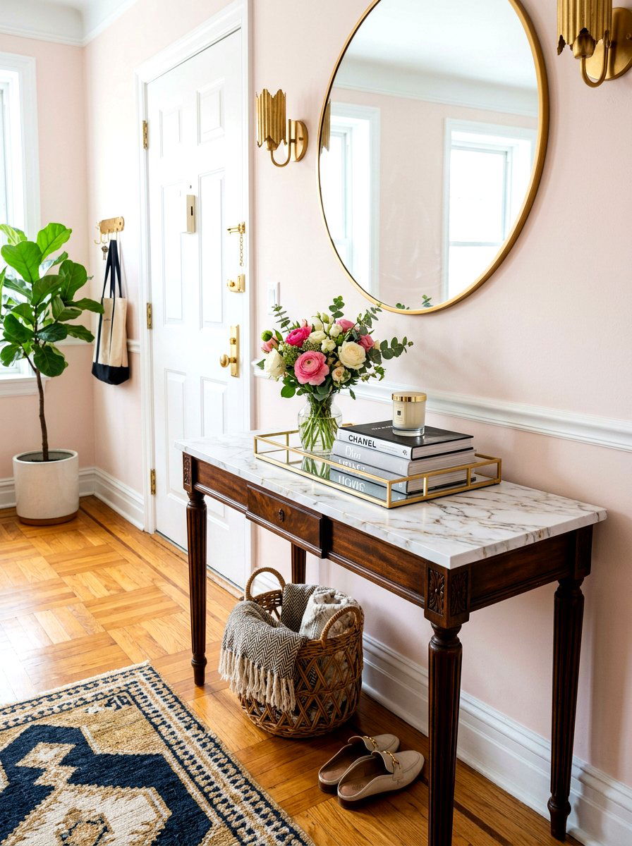 Contact paper furniture makeover - 30 renter friendly entryway ideas