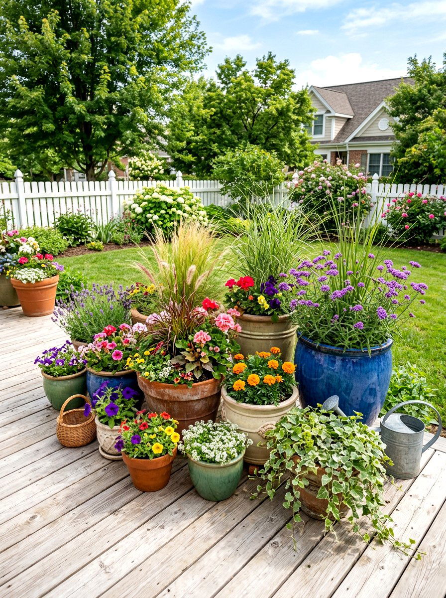 Container Garden Display - 30 backyard zoning layout ideas