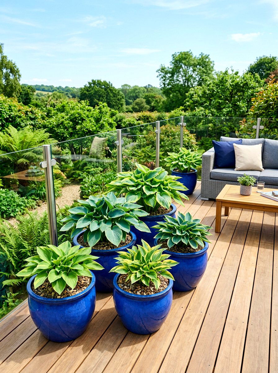 Container Hosta Display - 30 hosta garden ideas