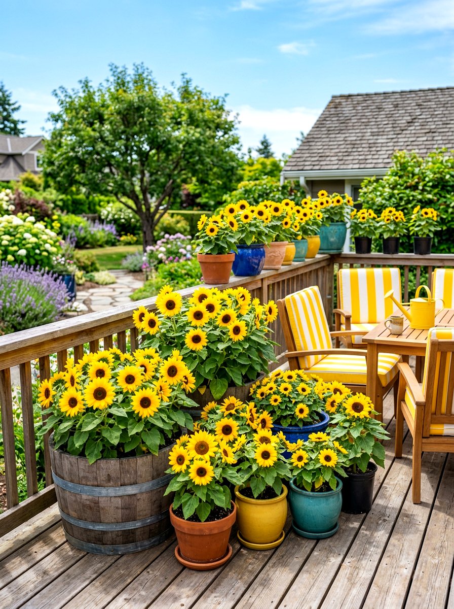 Container Sunflower Garden - 30 sunflower patch ideas