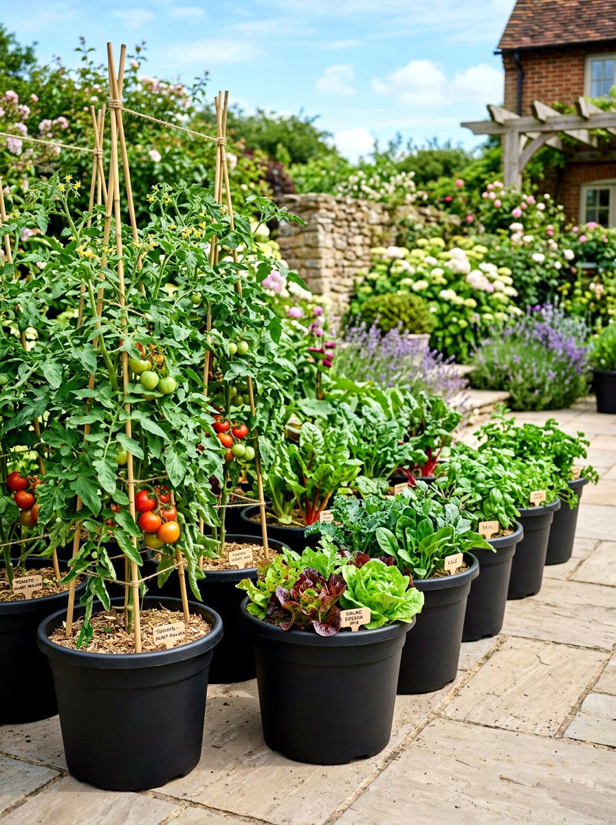 Container Vegetable Garden - 30 small backyard ideas