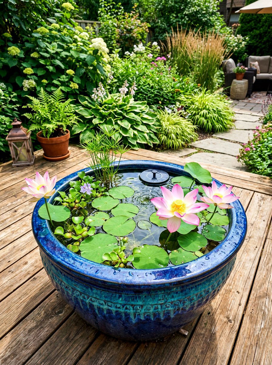Container Water Garden - 30 backyard pond ideas