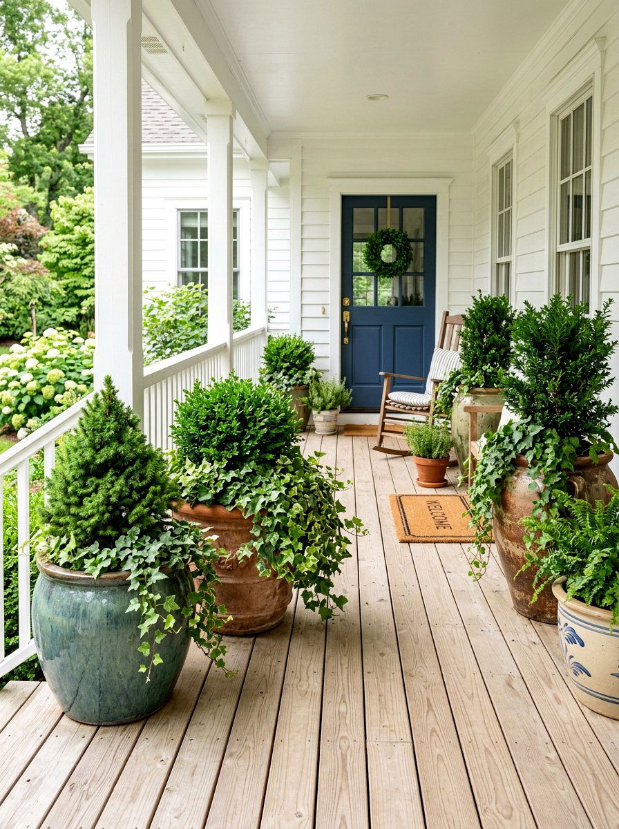 Container garden porch - 30 low maintenance front yard ideas
