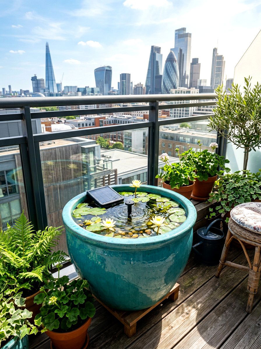 Container pond for balcony - 30 small pond ideas