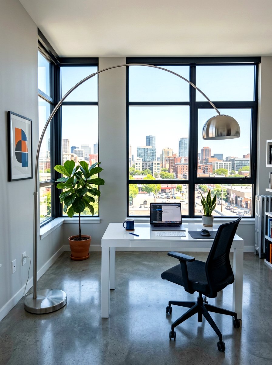 Contemporary Arch Floor Lamp Office - 30 lamp lit office ideas