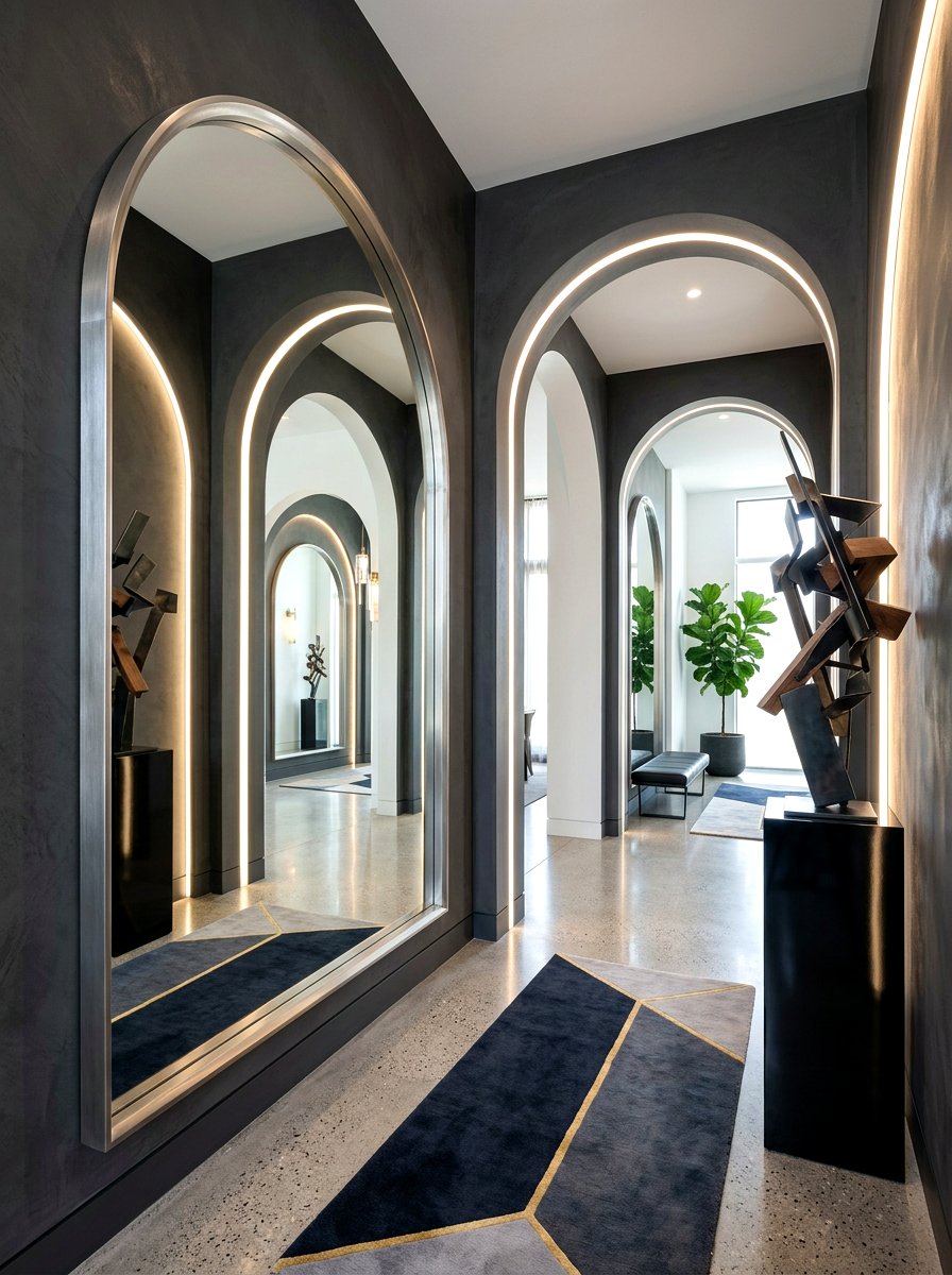 Contemporary Arched Mirror Hallway - 30 arched mirror hallway ideas