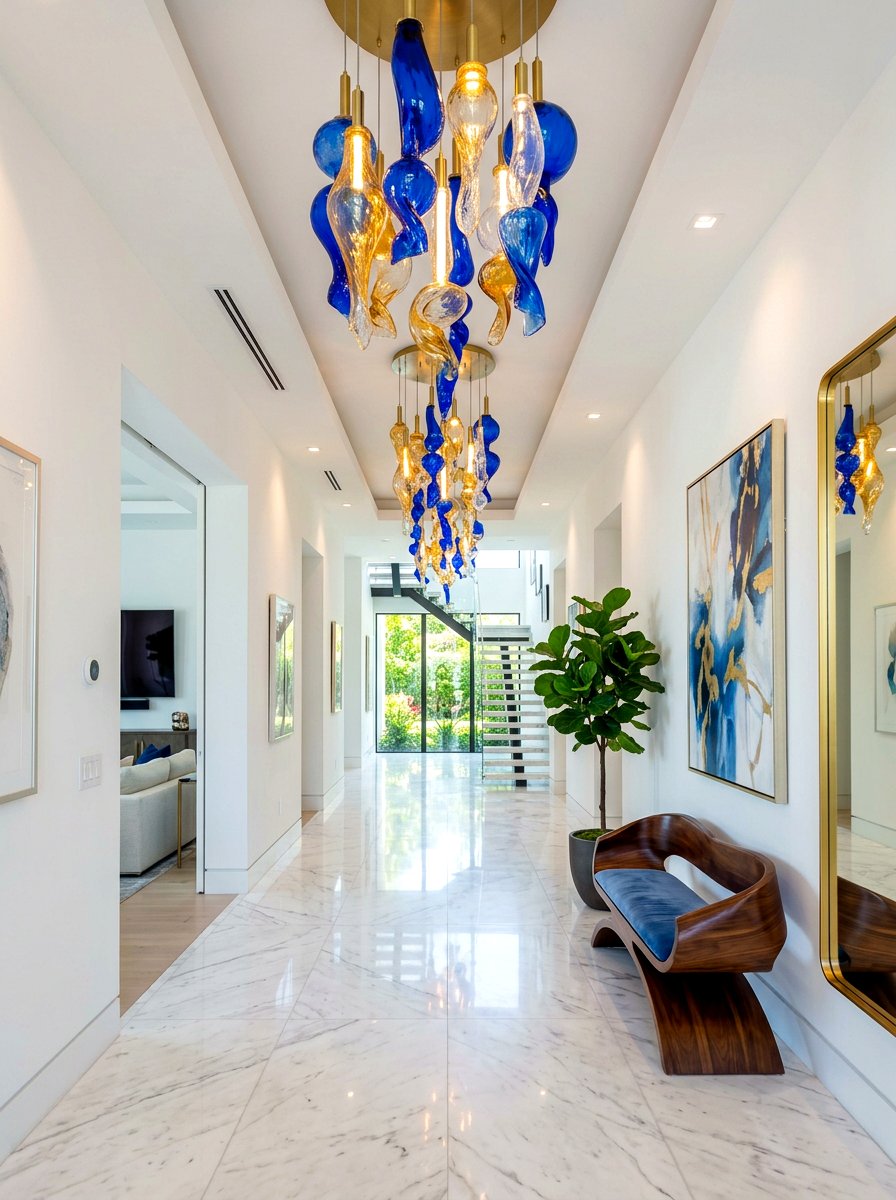 Contemporary Art Glass Lighting - 30 long foyer lighting ideas