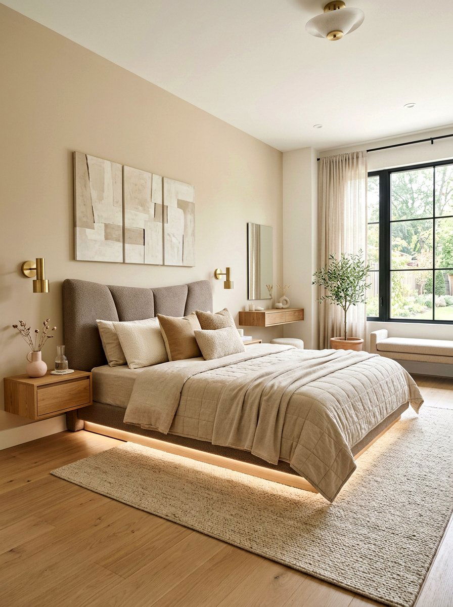 Contemporary Beige Bedroom - 30 blush and beige bedroom ideas