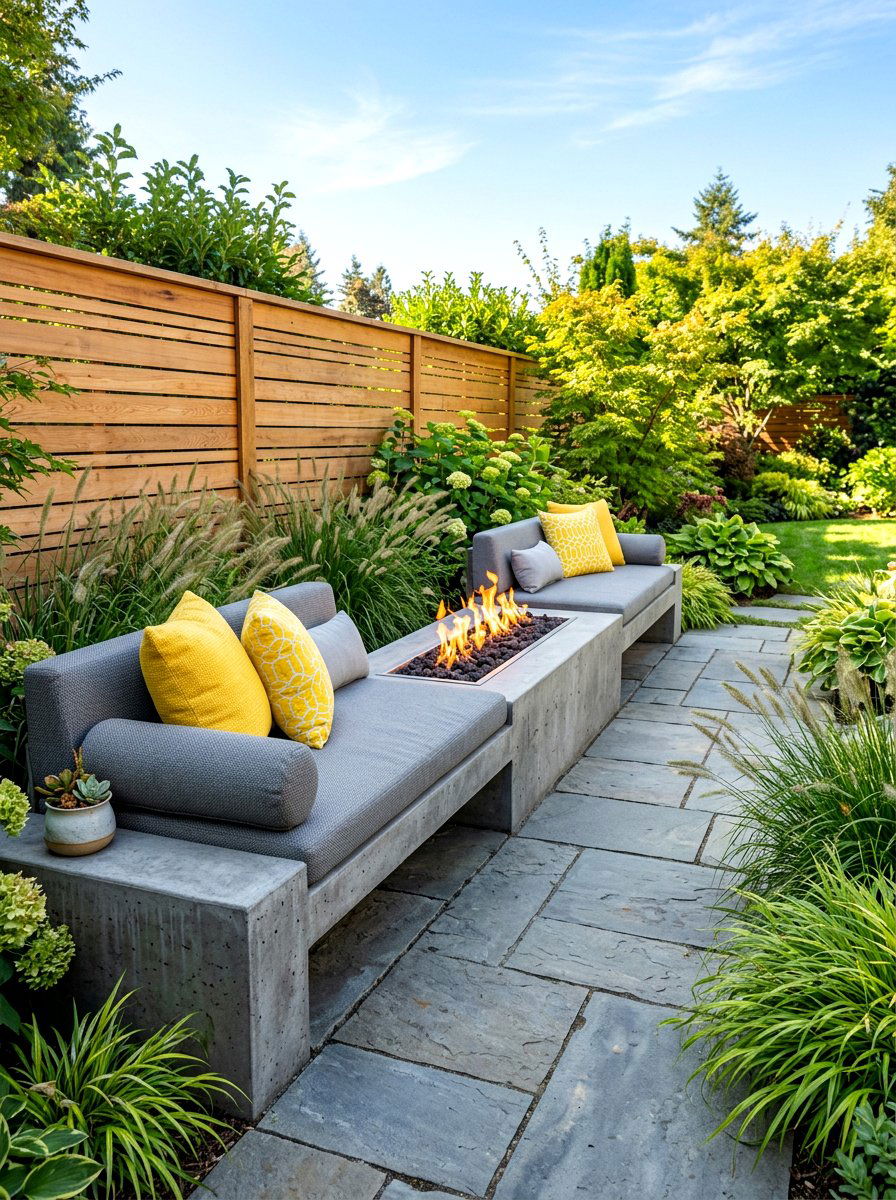 Contemporary Bench Fire Pit - 30 modern fire pit ideas