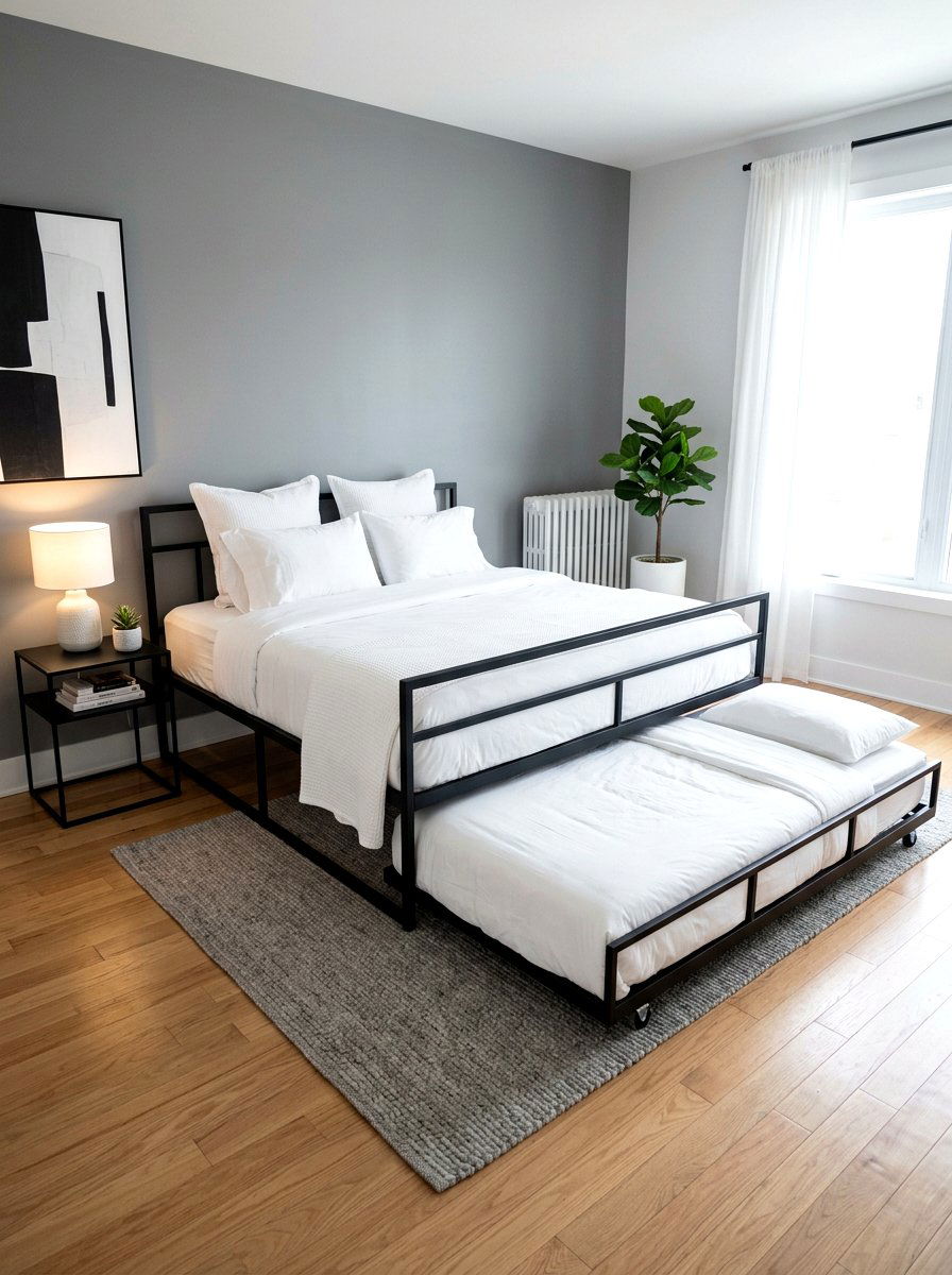 Contemporary Black Metal Trundle Bed - 30 trundle bed ideas