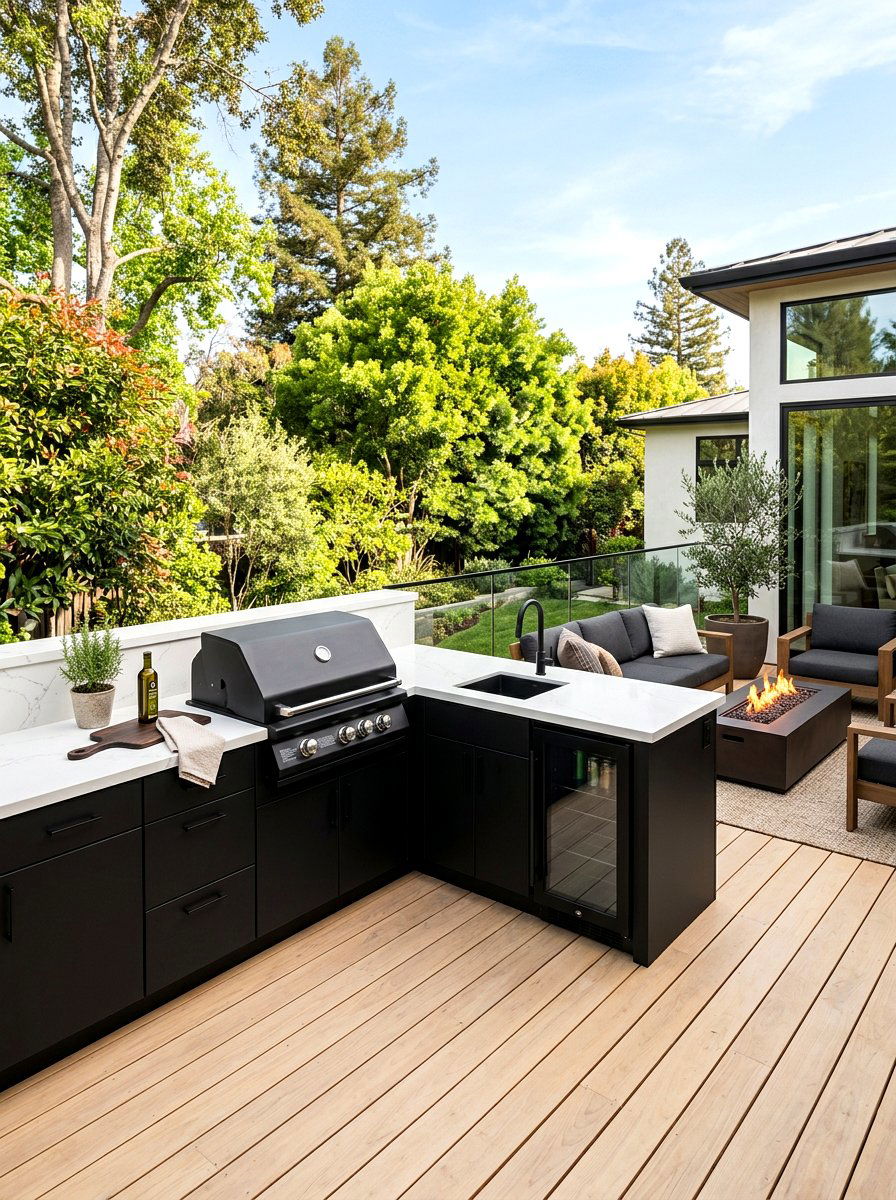 Contemporary Black Outdoor Cabinetry - 30 small outdoor kitchen ideas