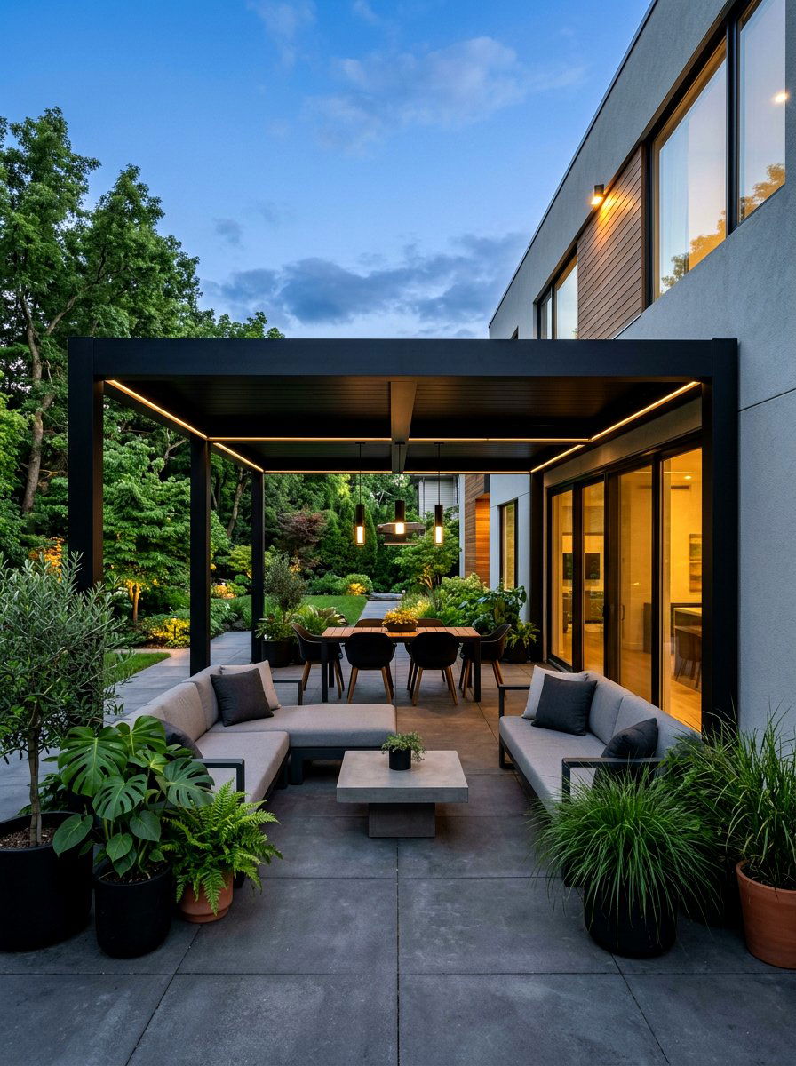 Contemporary Black Pavilion - 30 attached pavilion ideas