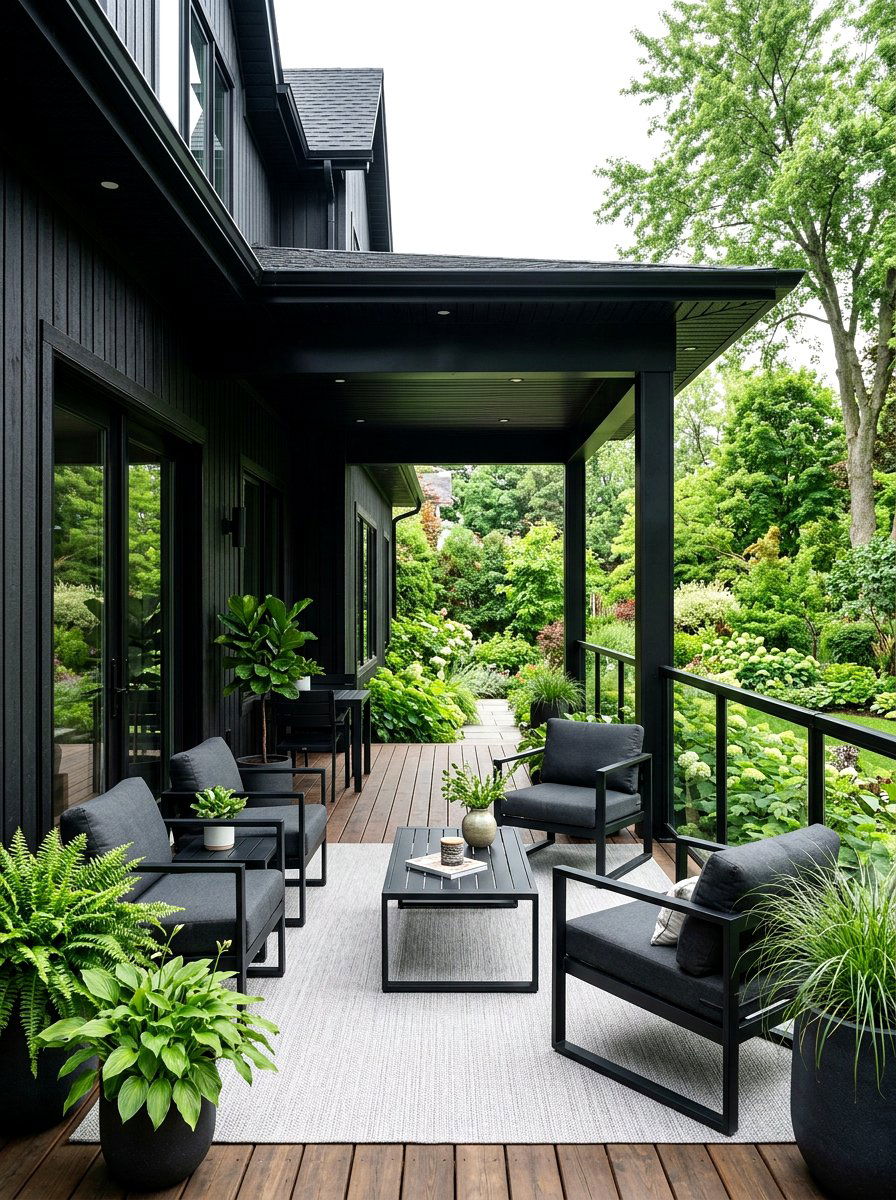 Contemporary Black Porch - 30 back porch ideas
