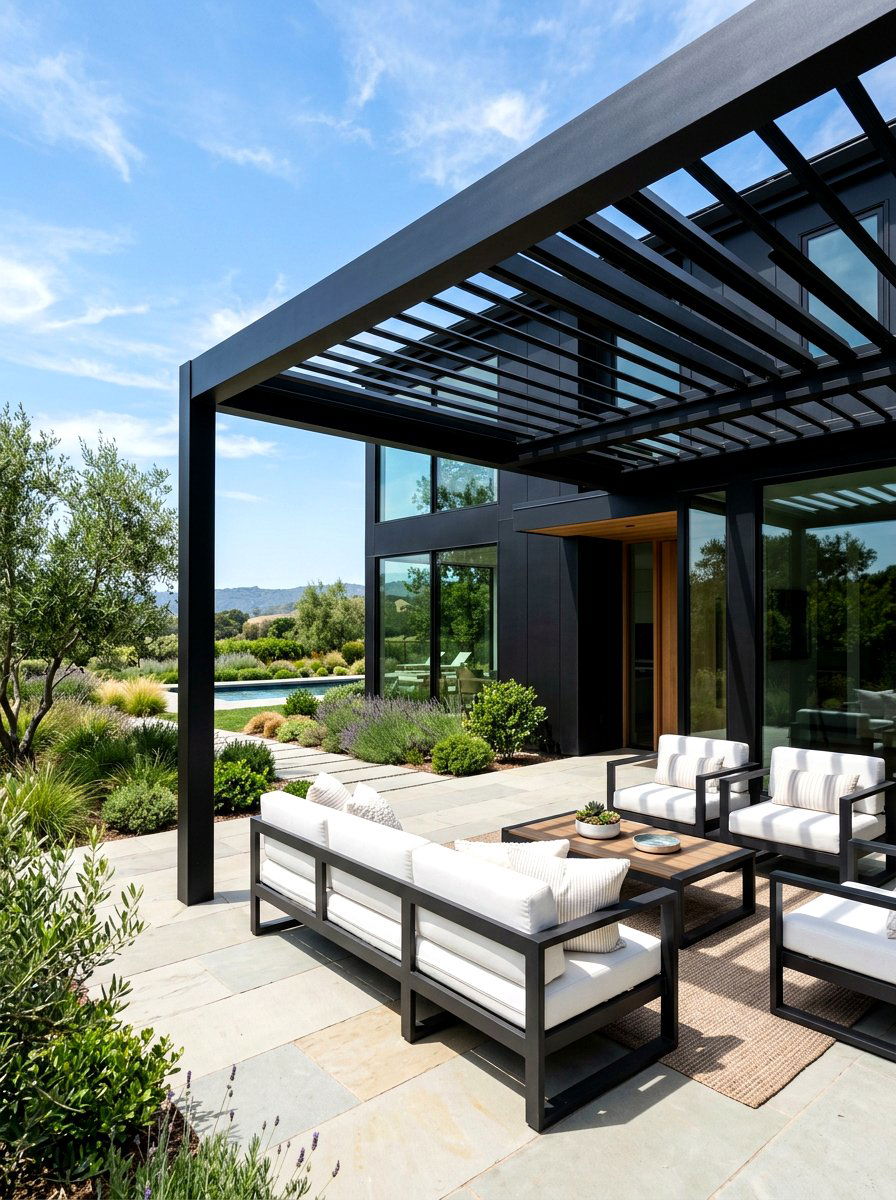 Contemporary Black Structure - 30 covered patio ideas