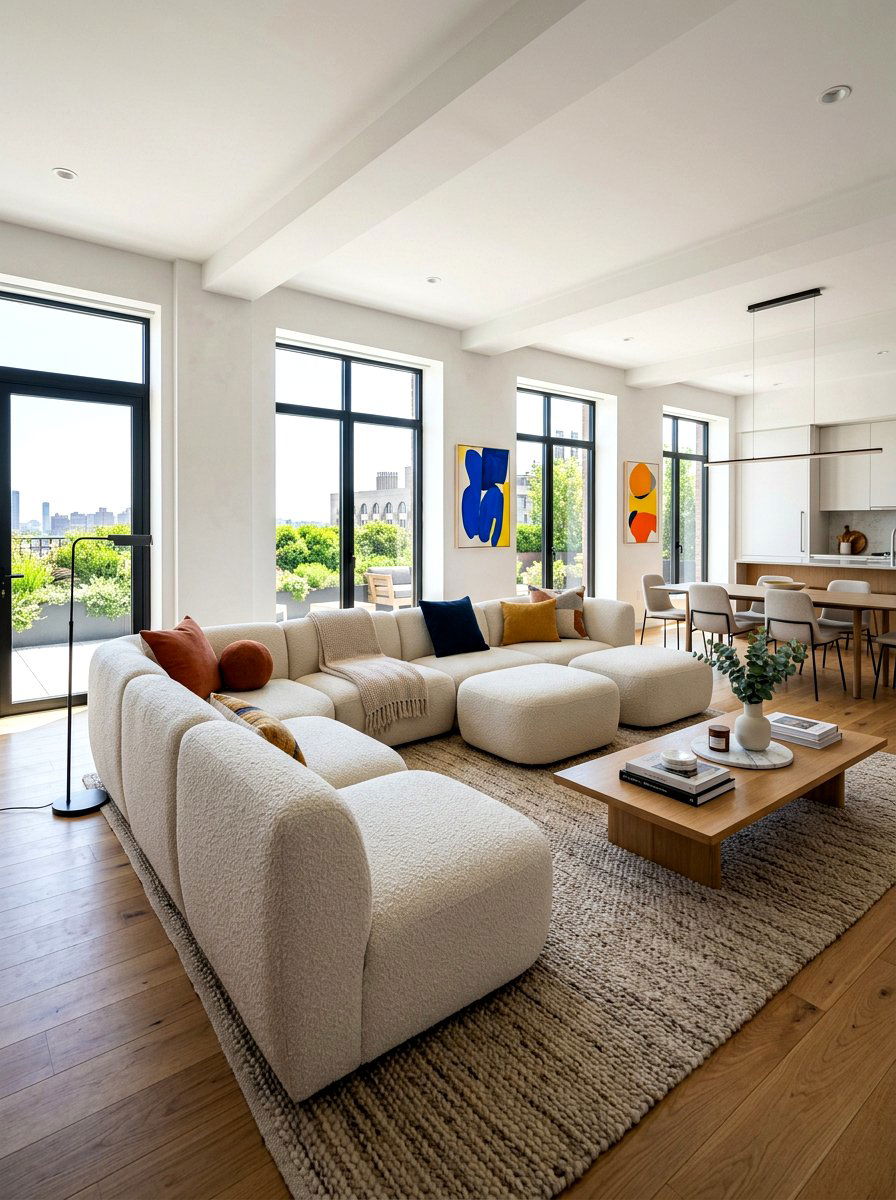 Contemporary Boucle Modular Sofa - 30 boucle living room ideas