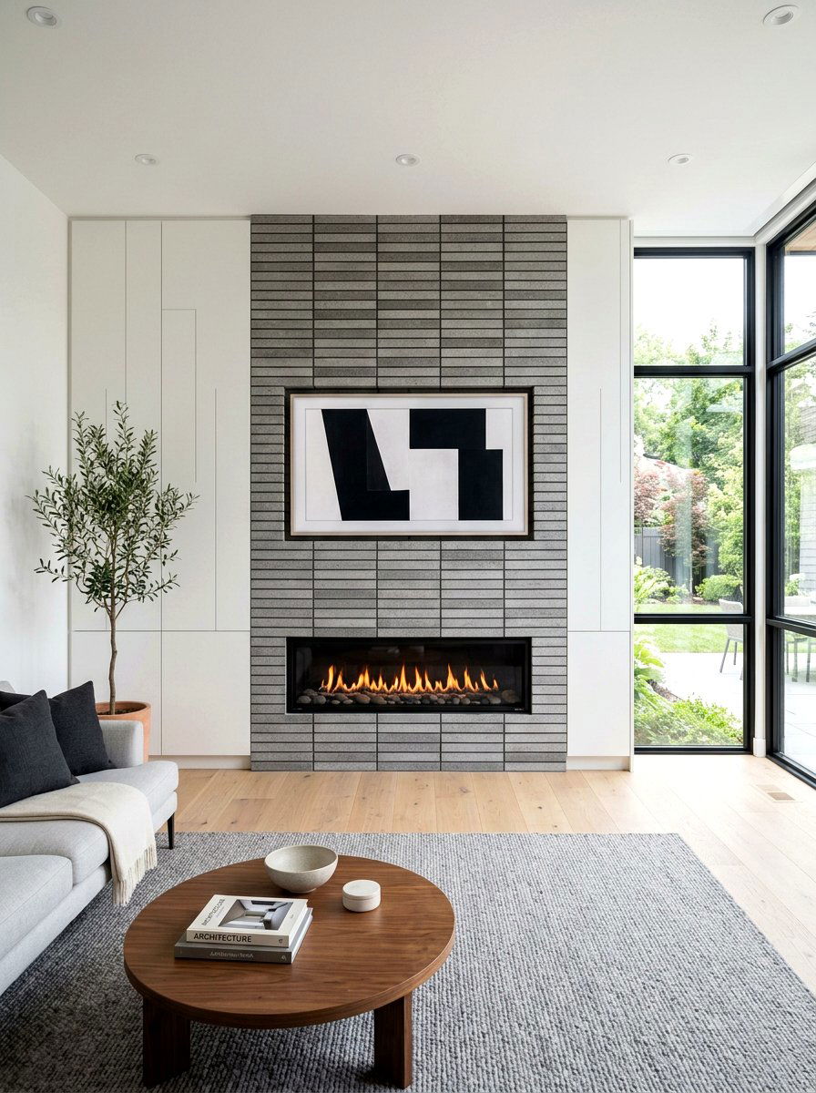 Contemporary Brick Fireplace - 30 brick fireplace ideas