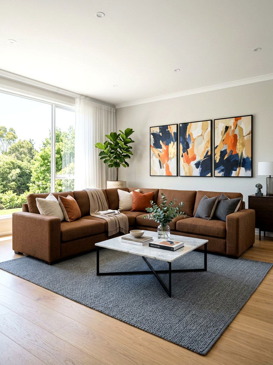 Contemporary Brown Sectional Living Room - 30 brown sofa living room ideas