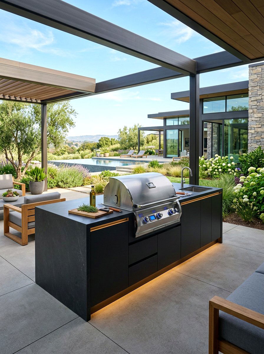 Contemporary Built In Grill - 30 outdoor kitchen ideas