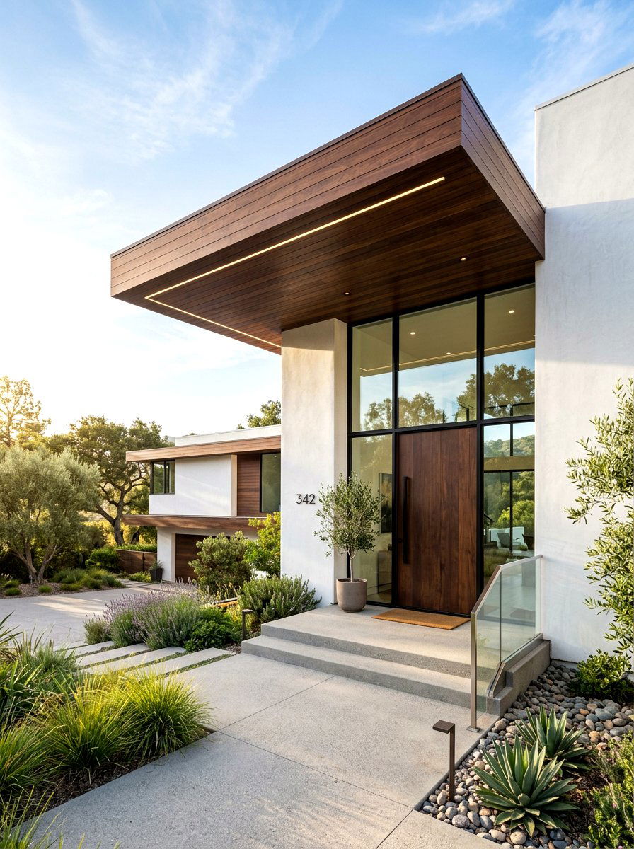 Contemporary Cantilevered Entry - 30 covered entryway ideas