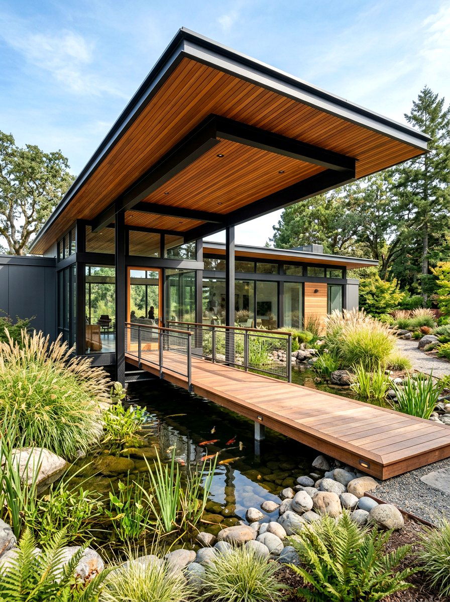 Contemporary Cantilevered Roof - 30 covered walkway ideas