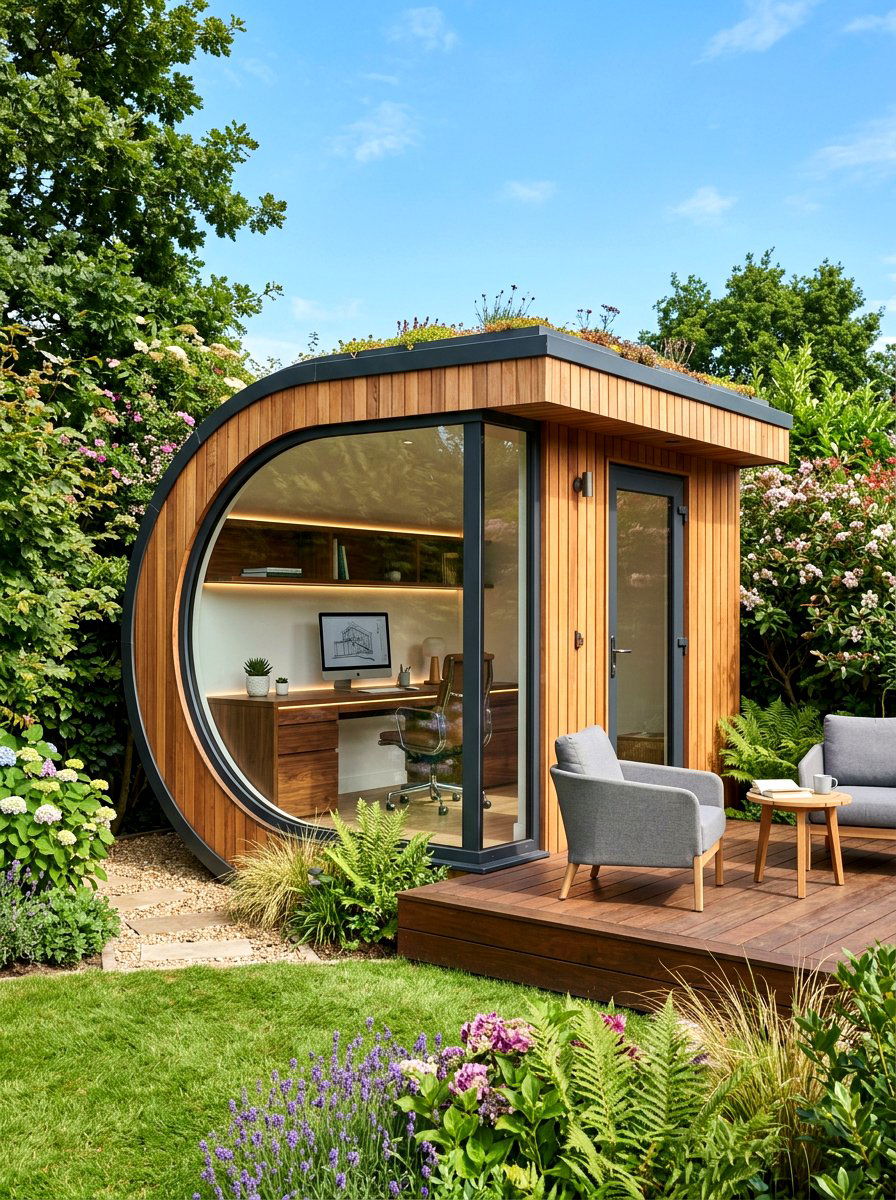 Contemporary Cedar Garden Pod - 30 outdoor garden room ideas