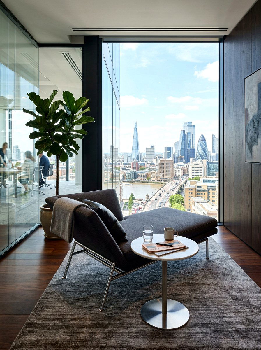 Contemporary Chaise Lounge Spot - 30 office reading corner ideas