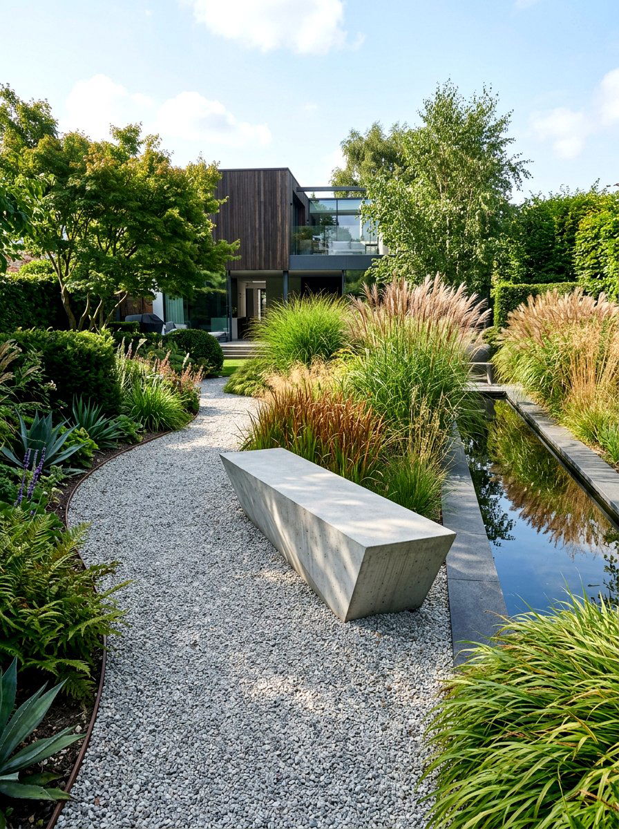 Contemporary Concrete Bench - 30 garden seating ideas