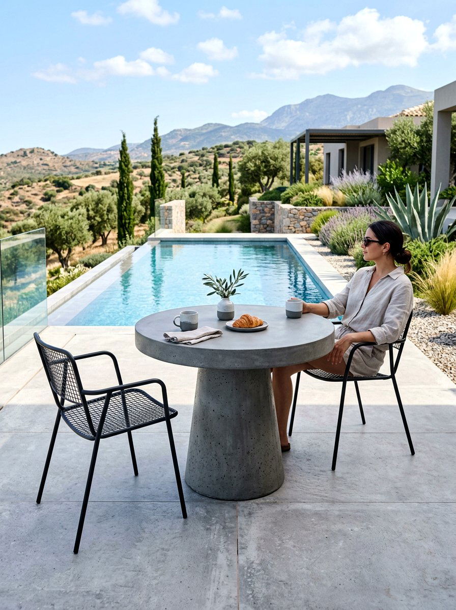 Contemporary Concrete Bistro Table - 30 bistro patio ideas