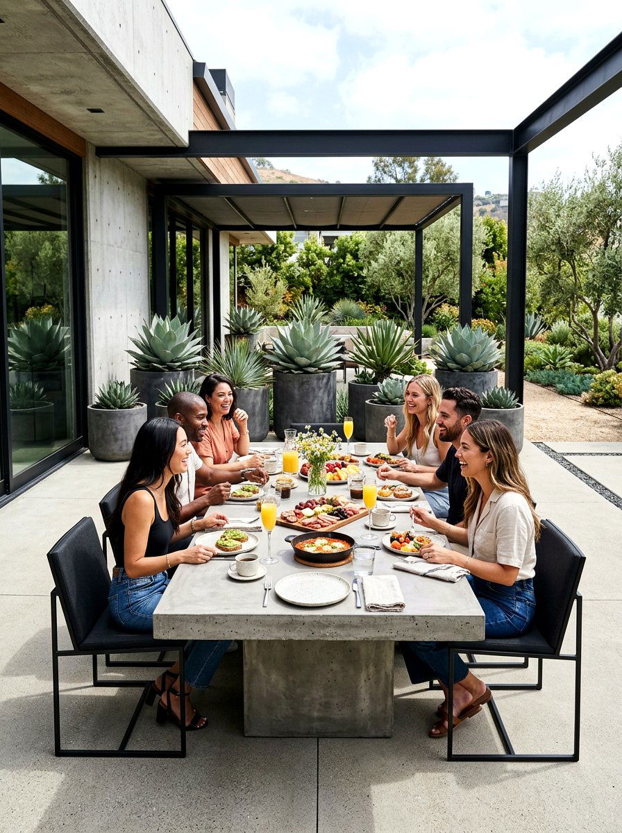 Contemporary Concrete Patio - 30 patio brunch setup ideas