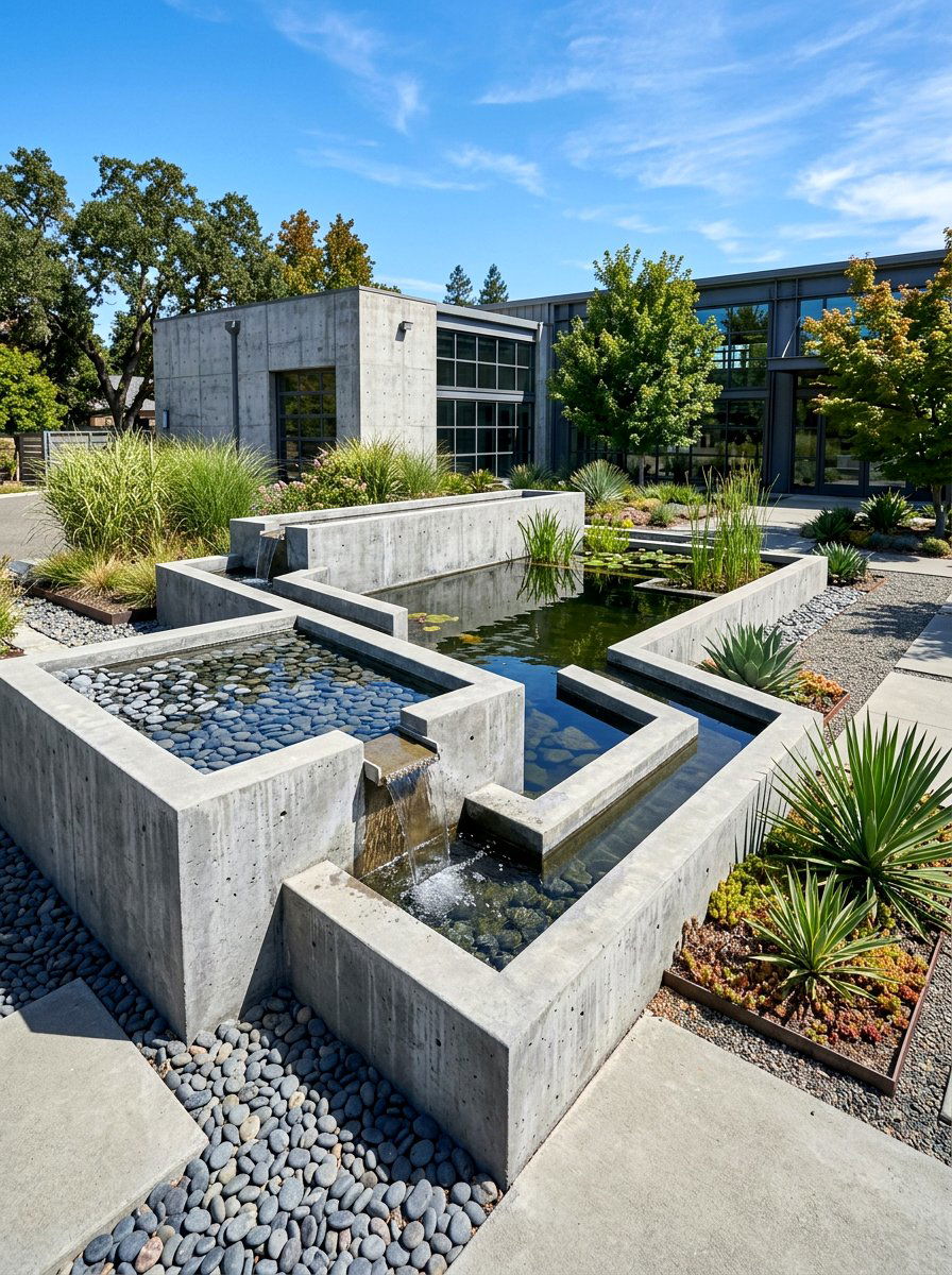 Contemporary Concrete Pond - 30 koi pond ideas
