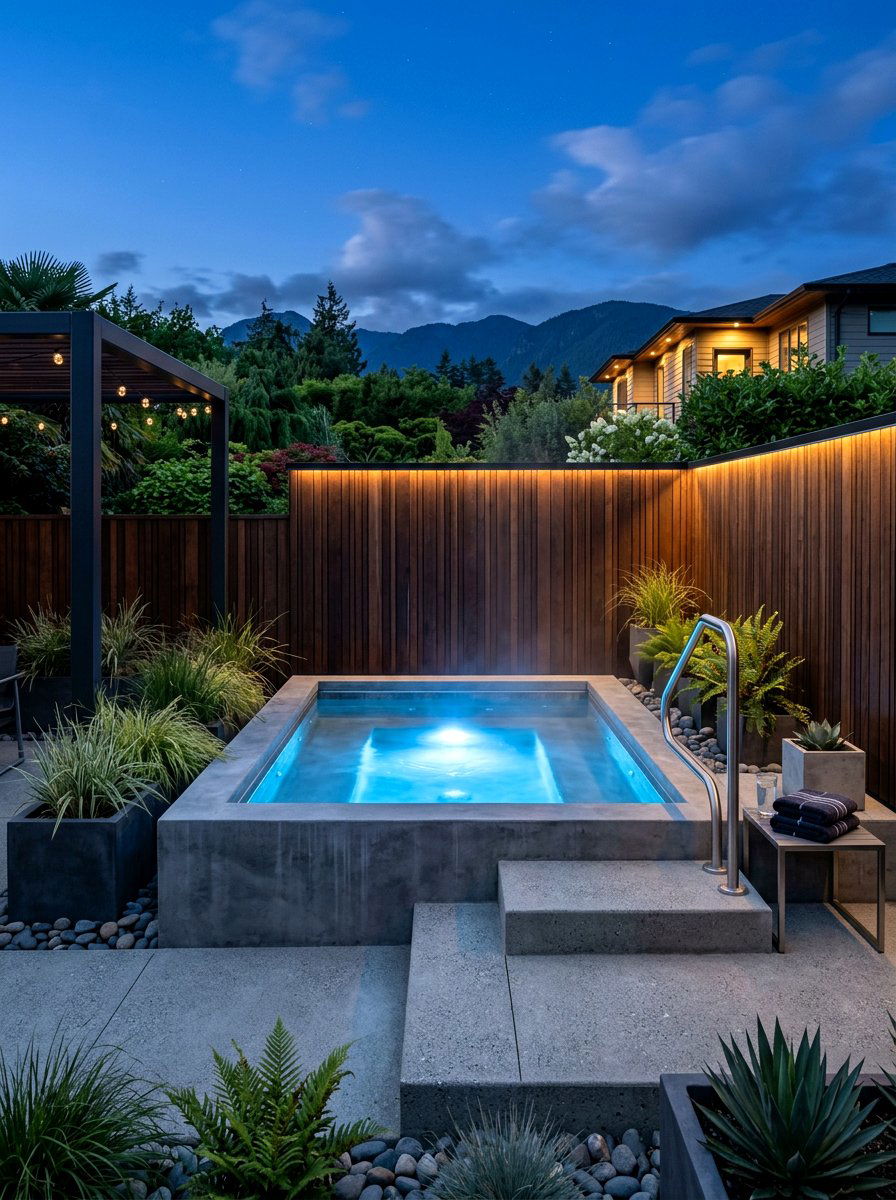 Contemporary Concrete Spa Oasis - 30 spa patio retreat ideas