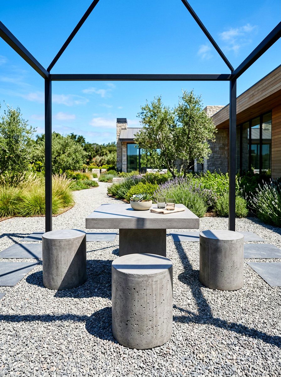 Contemporary Concrete Stools - 30 gazebo seating ideas