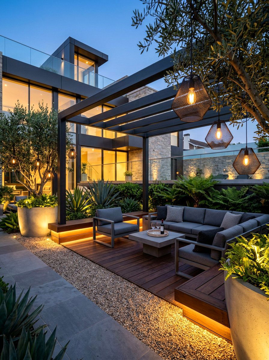 Contemporary Courtyard Lighting - 30 courtyard conversation area ideas