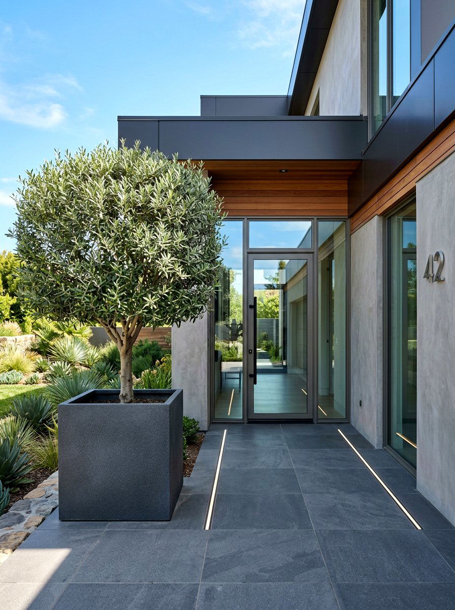 Contemporary Entrance - 30 potted olive tree entry ideas
