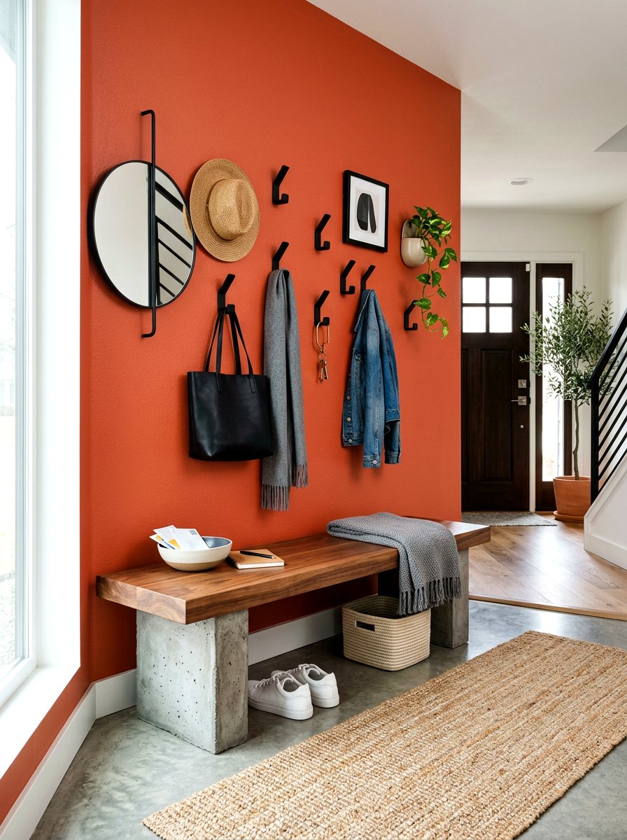 Contemporary Entryway Bench With Wall Hooks - 30 entry bench and hooks ideas