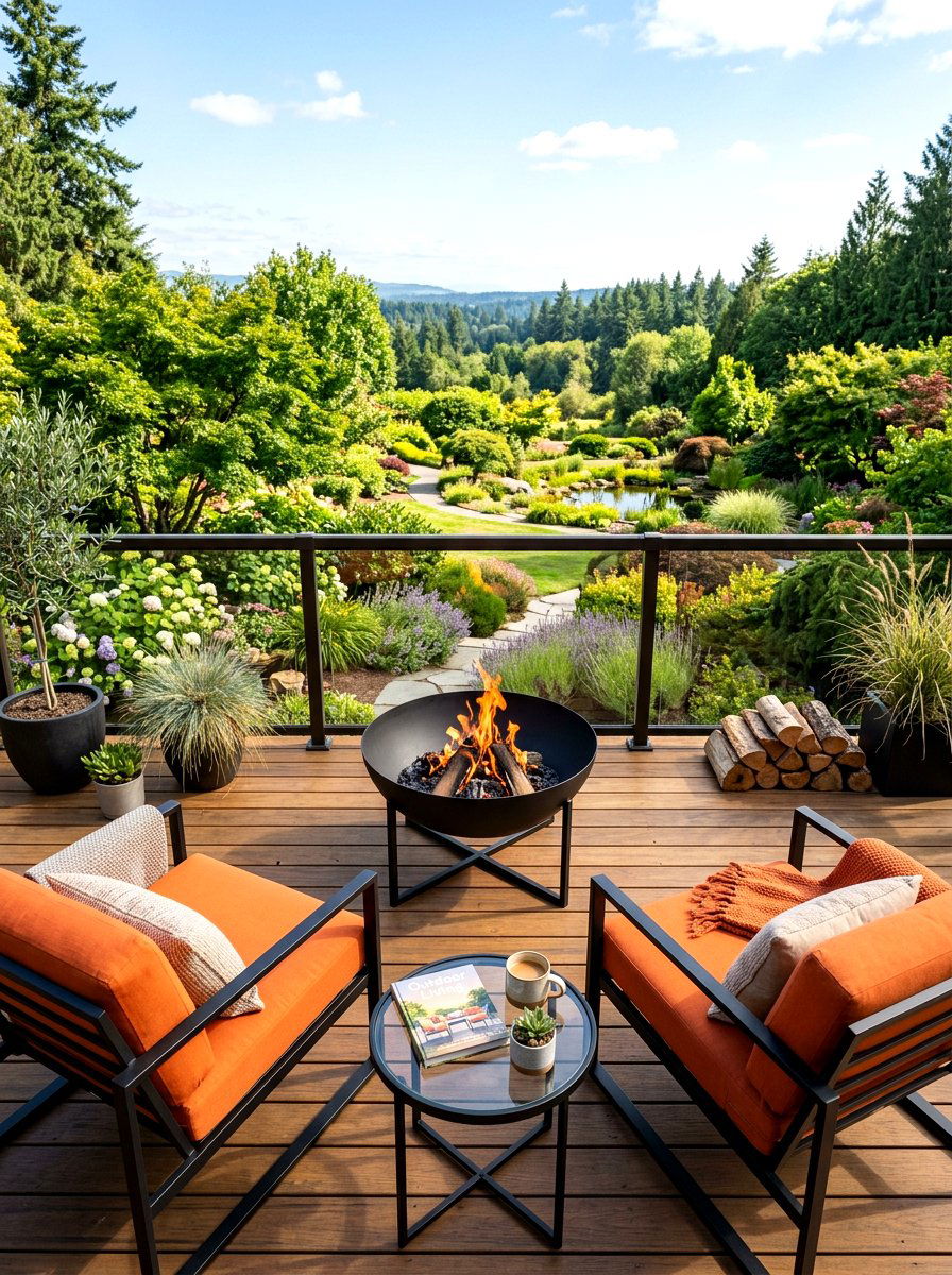 Contemporary Fire Bowl Deck - 30 fire lounge backyard ideas