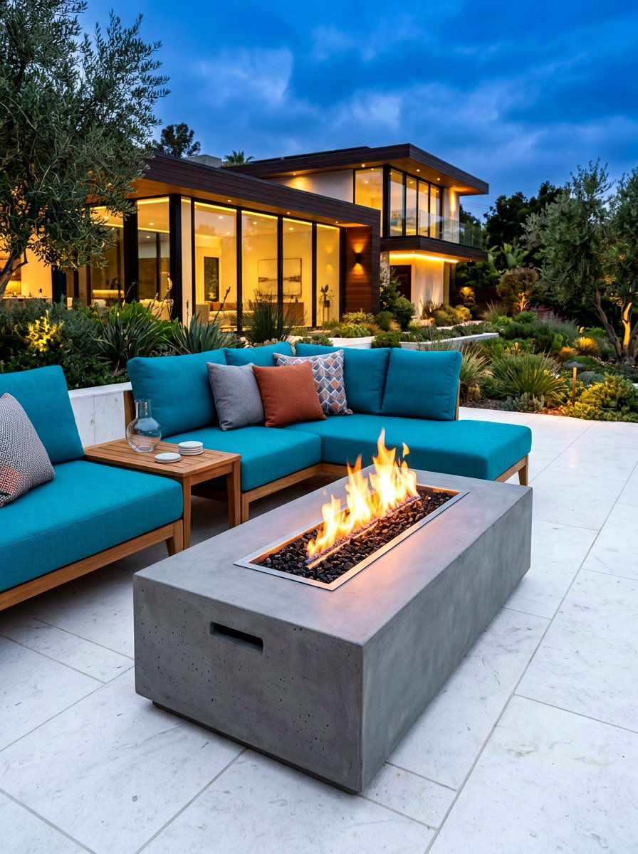 Contemporary Fire Table - 30 courtyard patio ideas