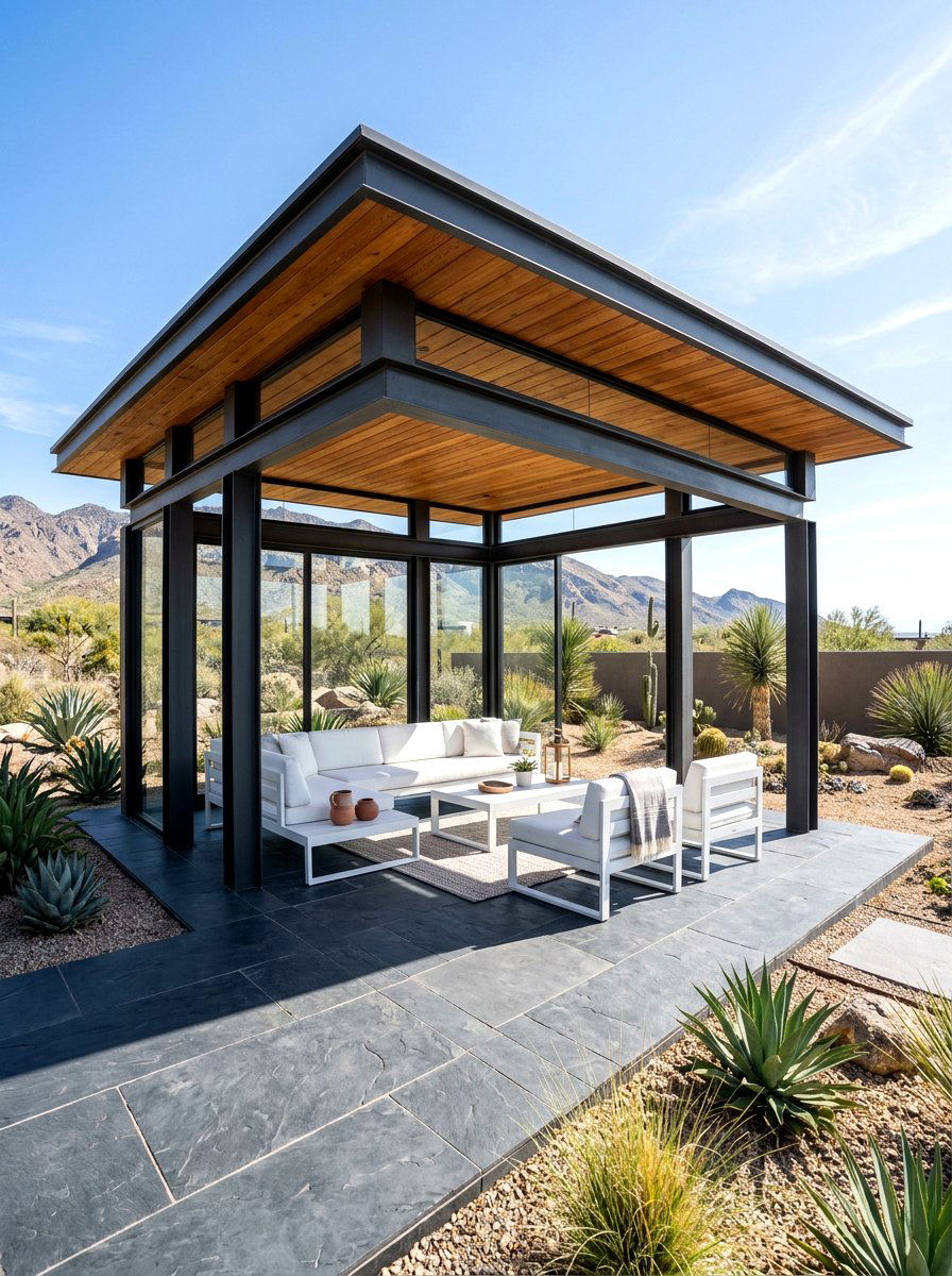 Contemporary Flat Roof Pavilion - 30 backyard pavilion ideas