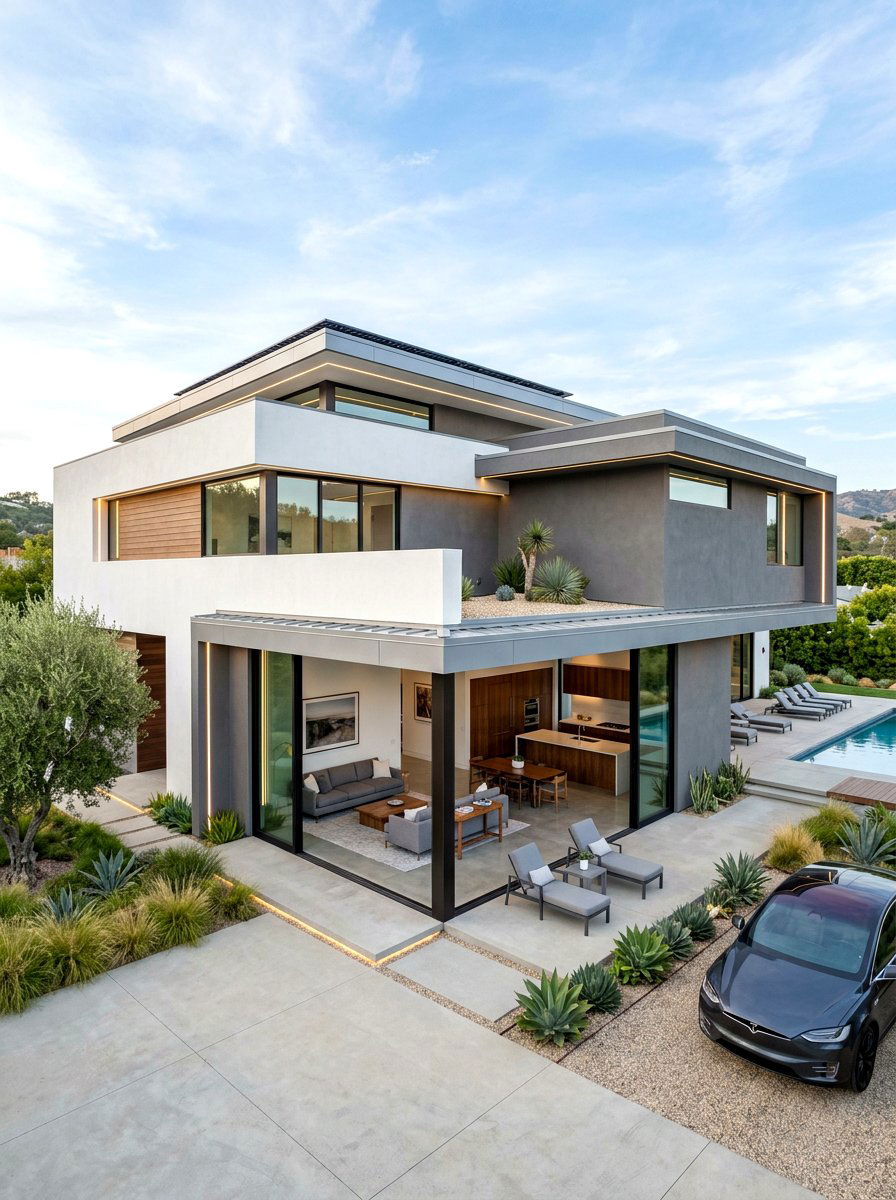 Contemporary Flat Roof Stucco - 30 stucco house exterior ideas