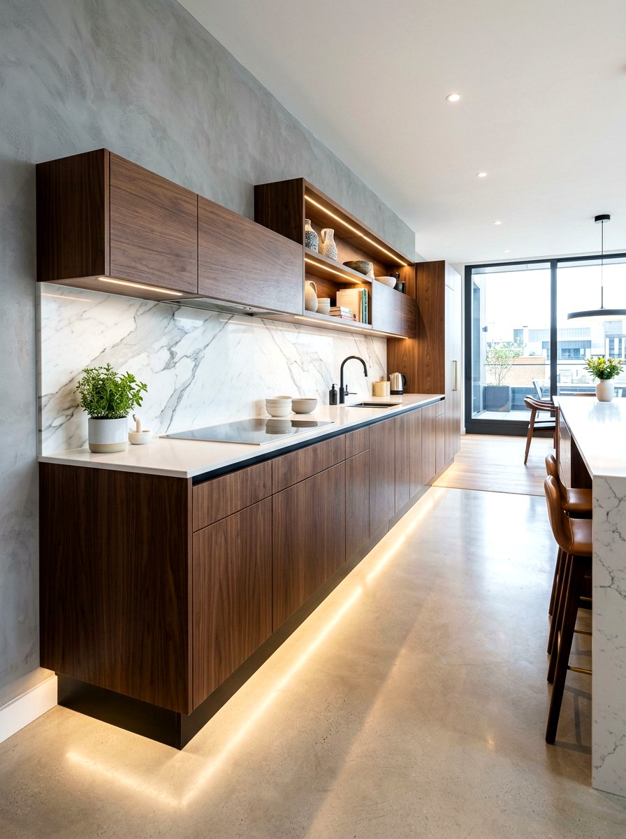 Contemporary Floating Look Cabinet - 30 freestanding kitchen cabinet ideas