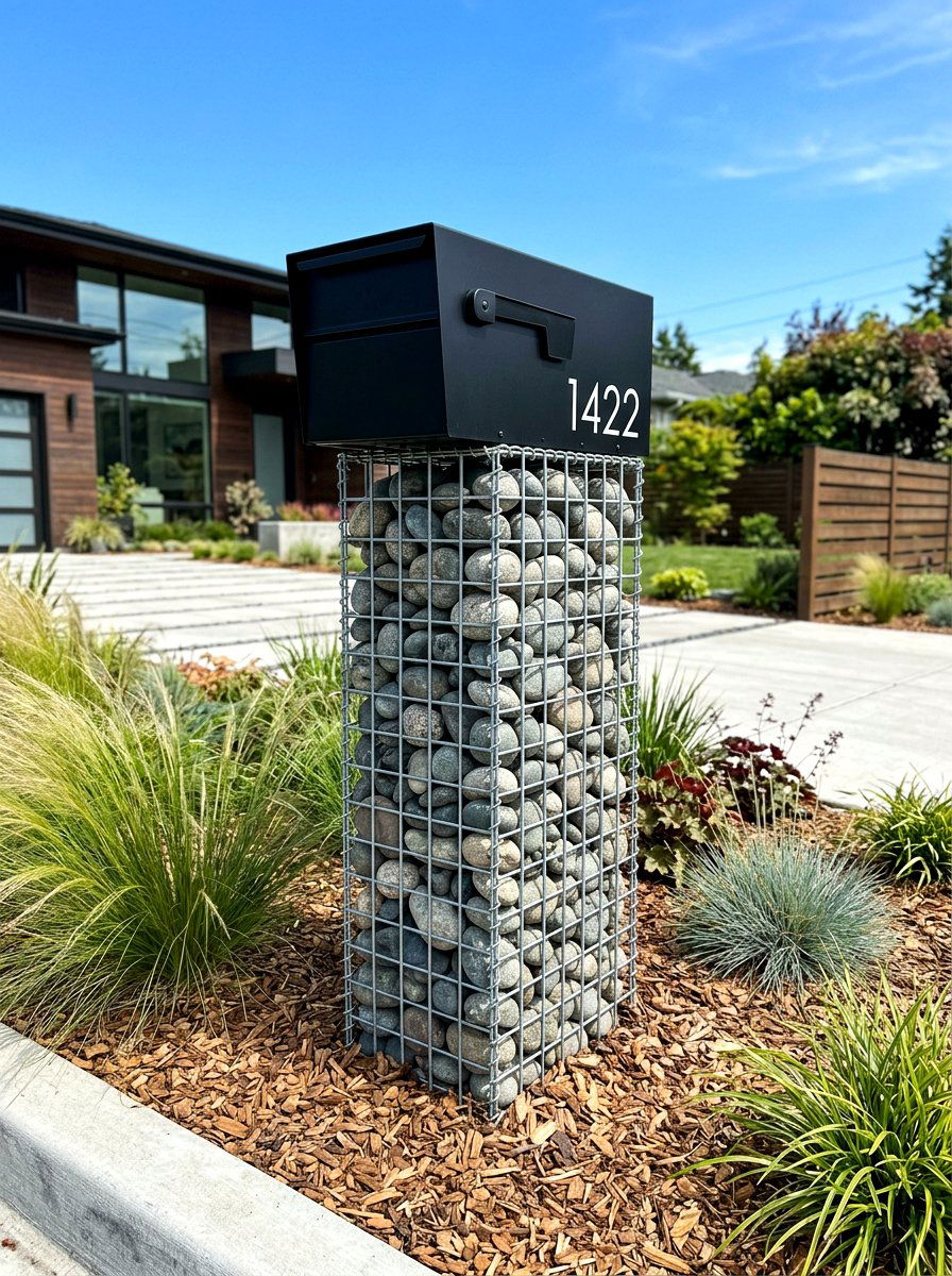 Contemporary Gabion Mailbox - 30 statement mailbox ideas aesthetic