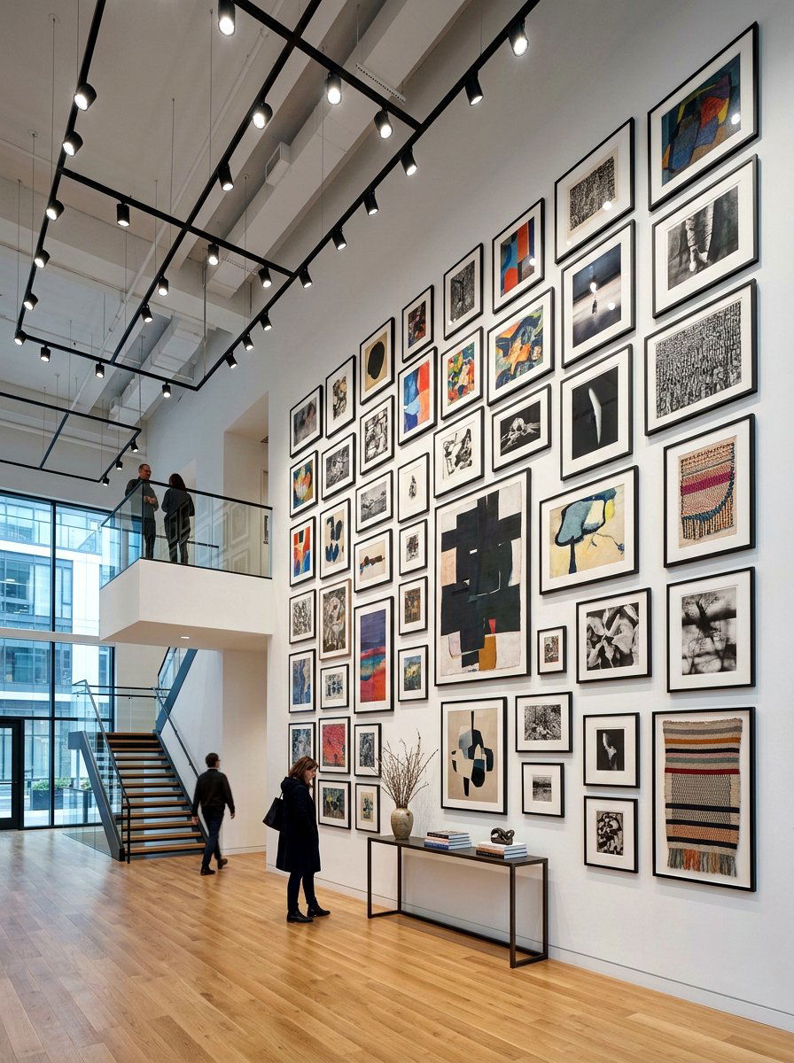 Contemporary Gallery Wall Foyer - 30 double height foyer ideas