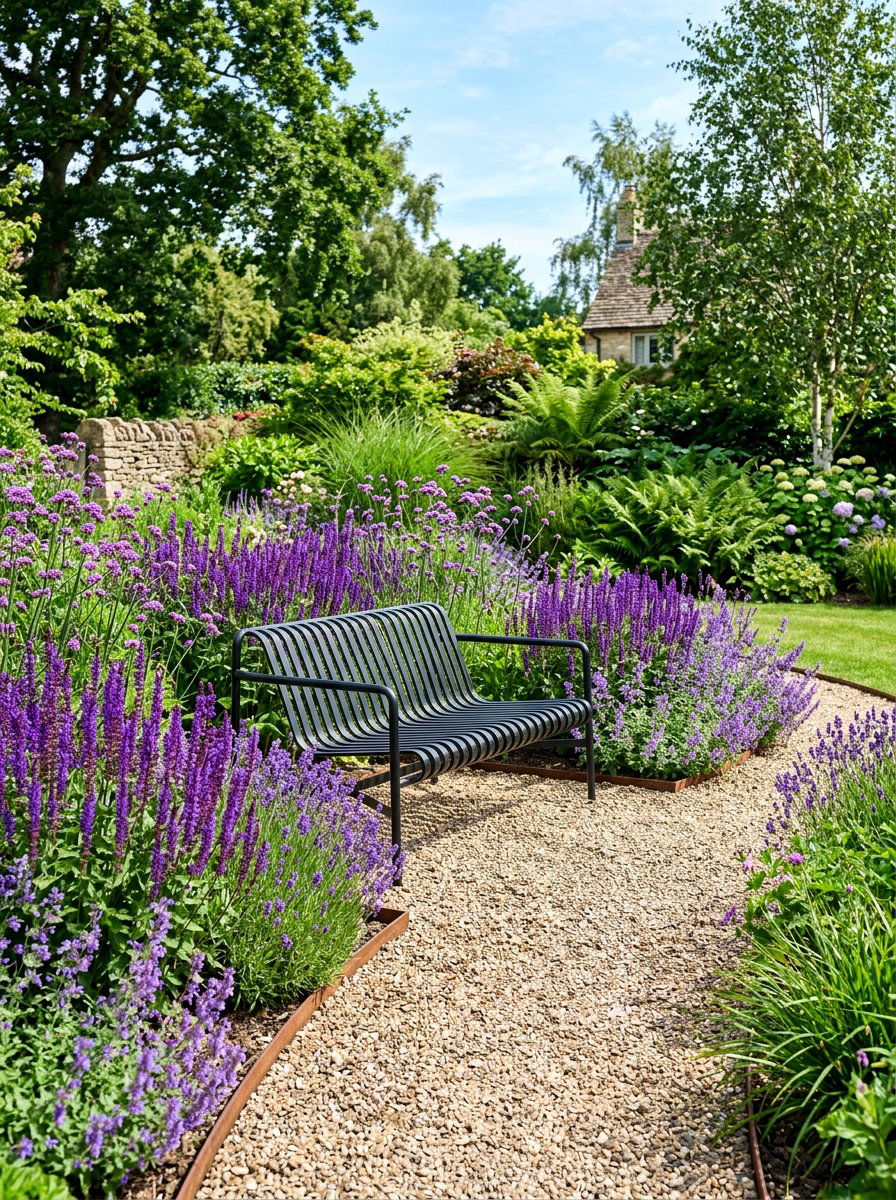 Contemporary Garden Bench - 30 modern cottage garden ideas