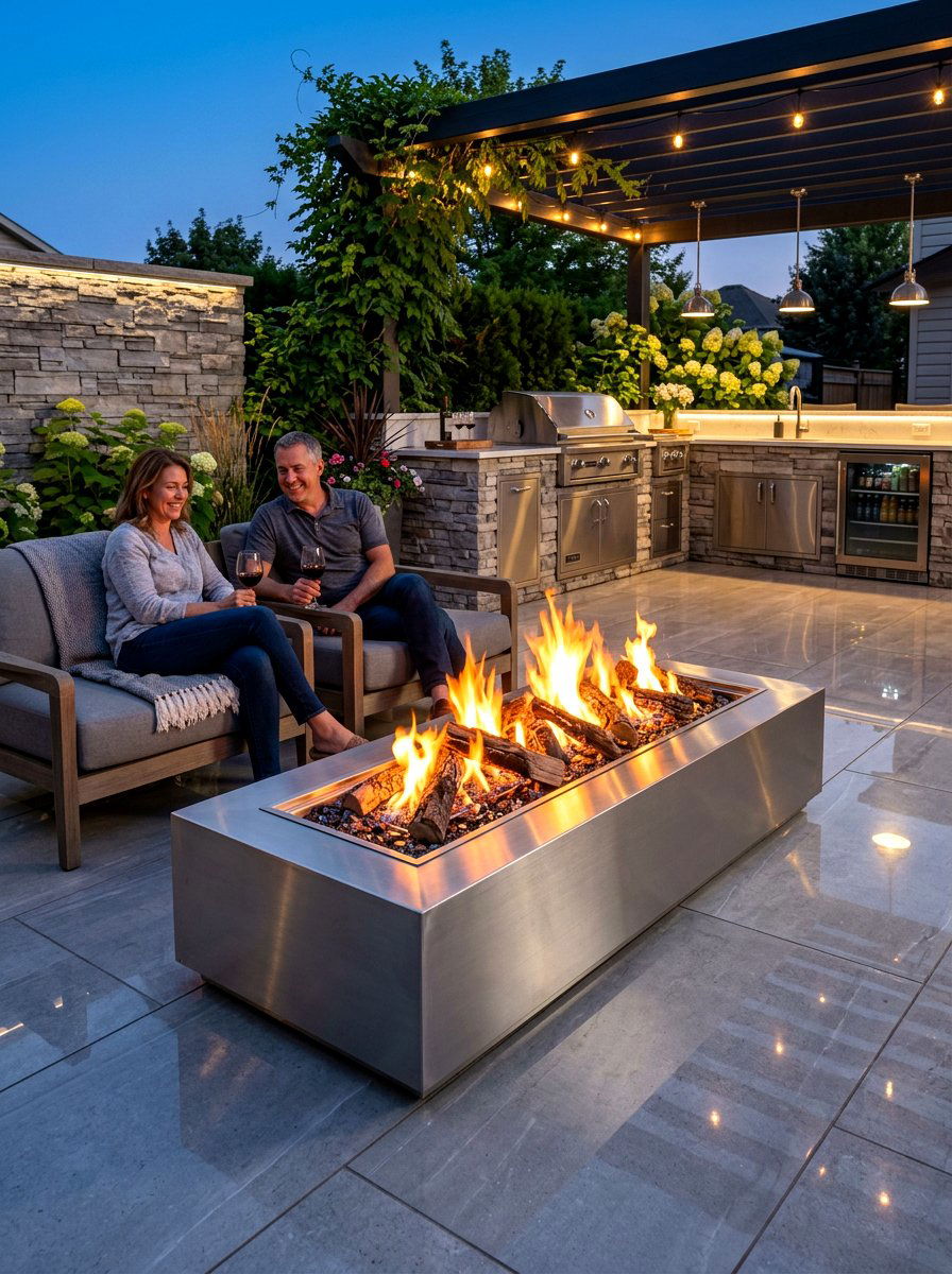 Contemporary Gas Fire Pit - 30 square fire pit ideas