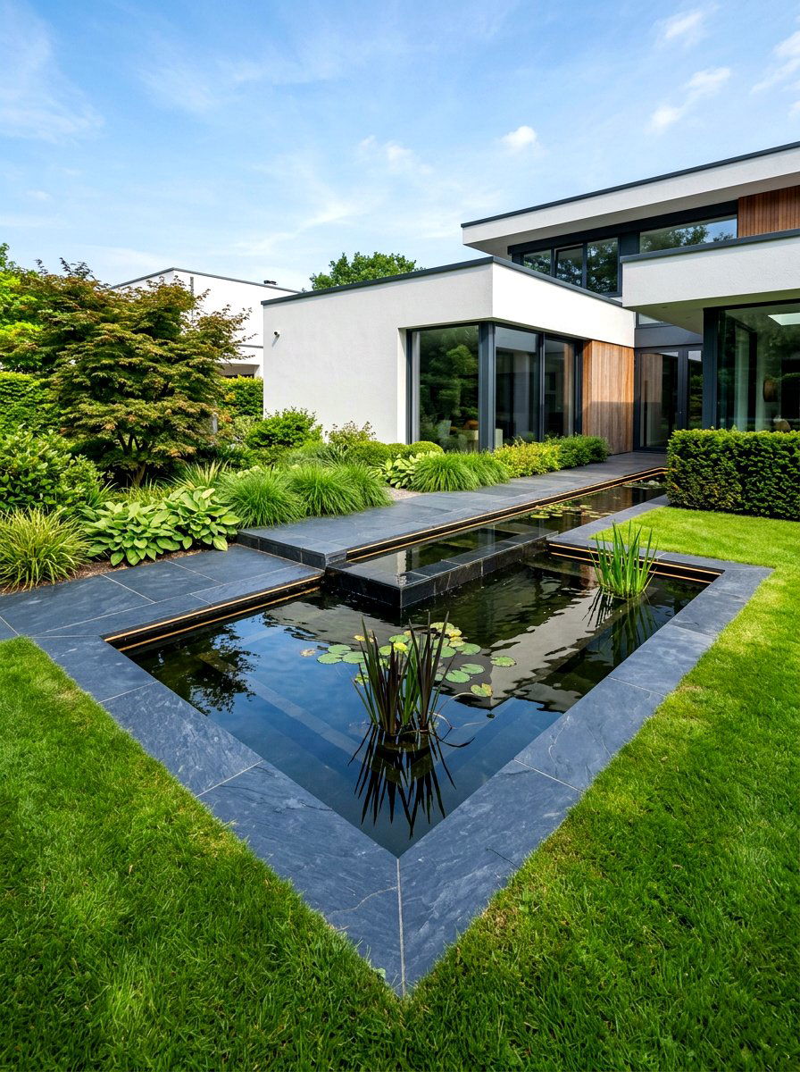 Contemporary Geometric Pond - 30 backyard pond ideas