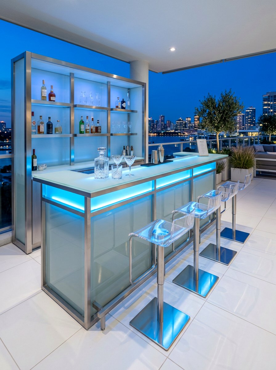 Contemporary Glass Bar - 30 outdoor bar ideas