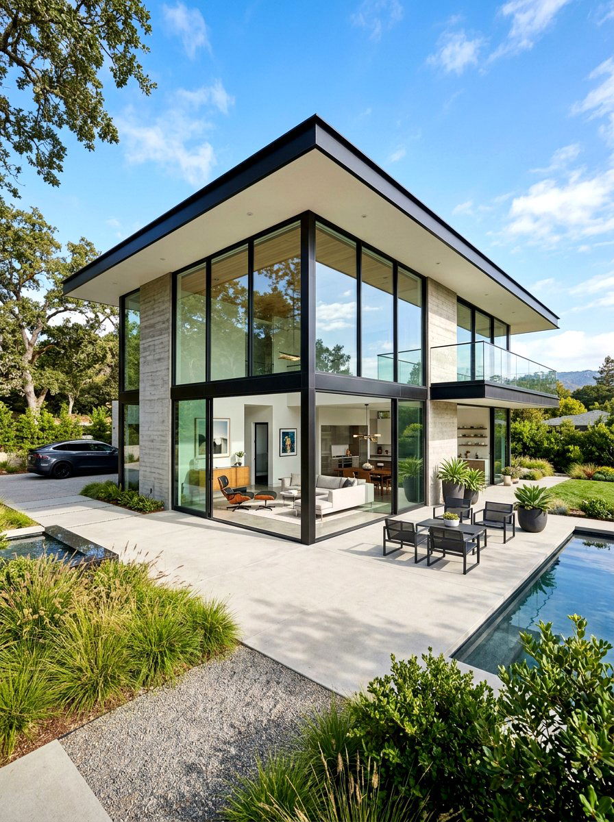 Contemporary Glass Black Trim - 30 black trim exterior ideas