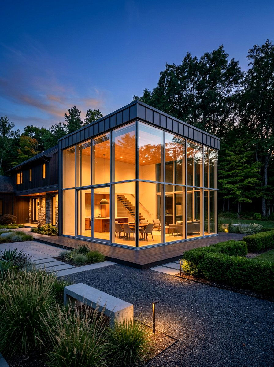 Contemporary Glass Box - 30 glass room addition ideas